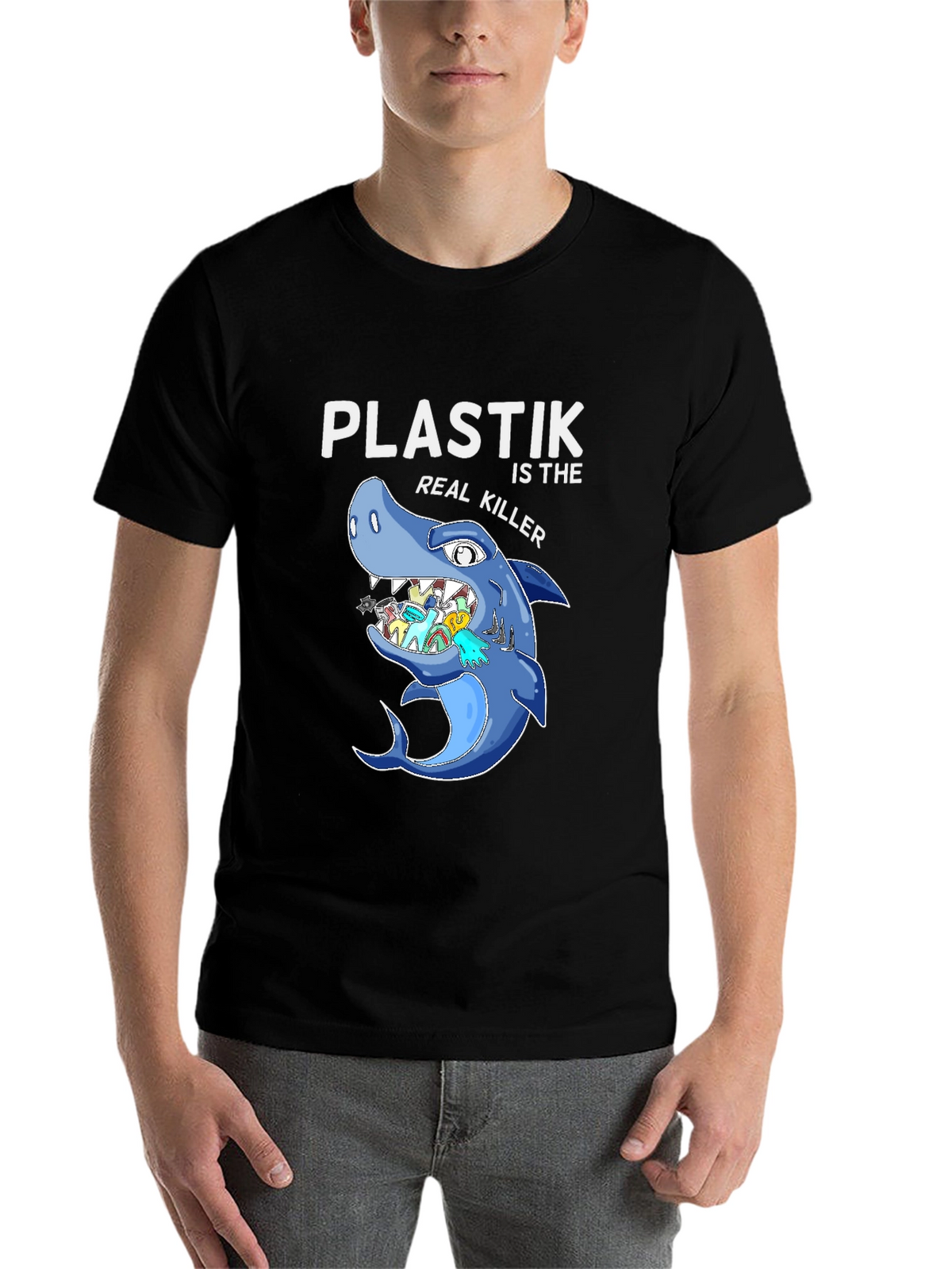 Plastic Killer Shark Graphic T-Shirt