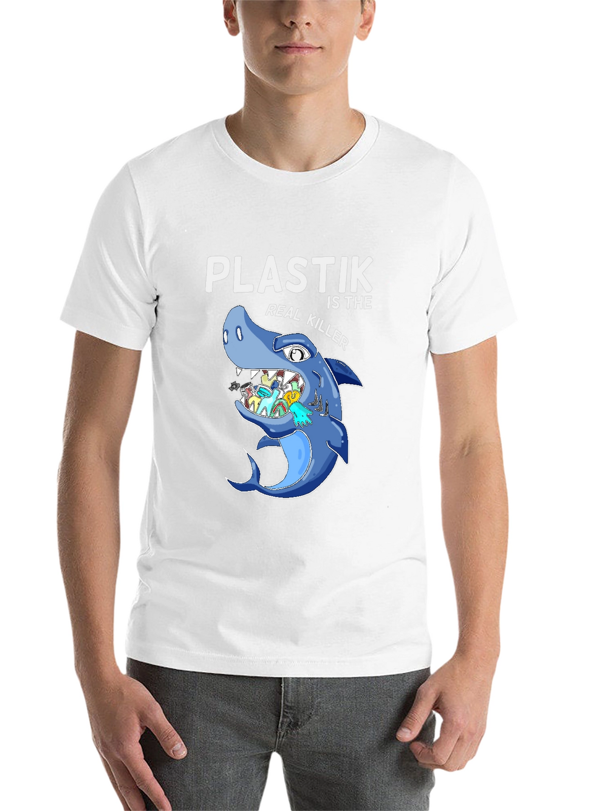 Plastic Killer Shark Graphic T-Shirt