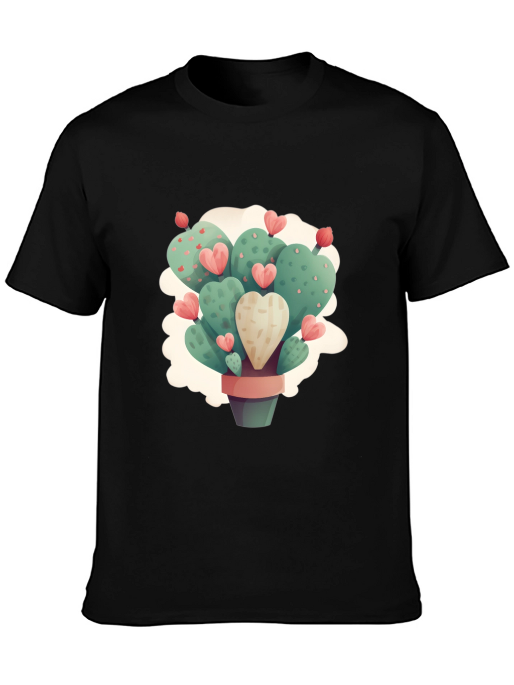 Heart Cactus Graphic Black T-Shirt