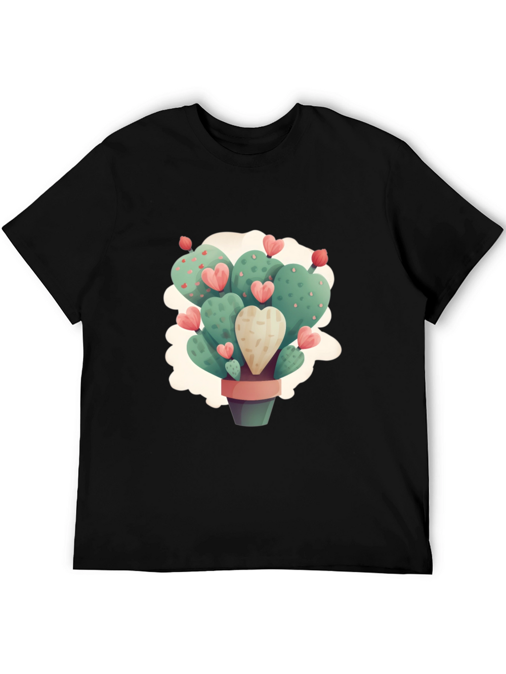 Heart Cactus Graphic Black T-Shirt