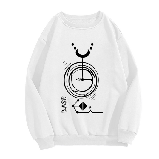 BASE Celestial Line Art Crewneck Sweatshirt, Moon Crescent Abstract Pullover, Esoteric Graphic Gift