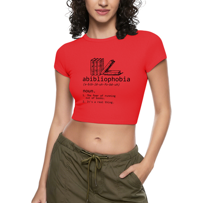 Abibliophobia Book Lover Funny Dictionary Grey Crop Top