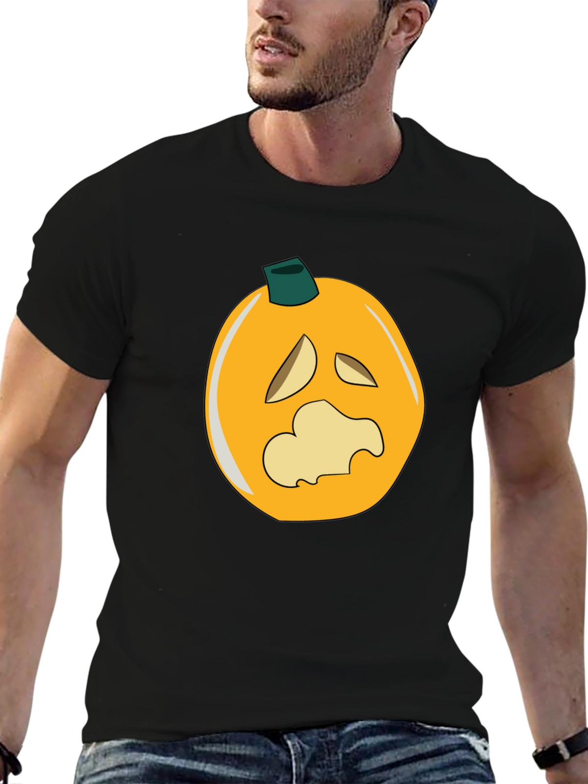 Spooky Pumpkin Graphic Black T-Shirt