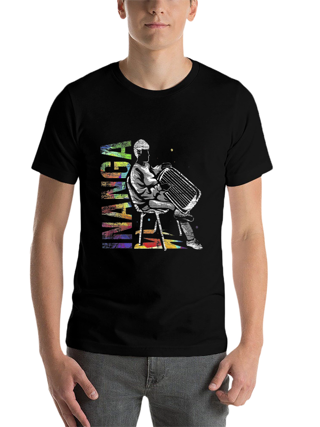 Abstract Accordion Player Graphic T-Shirt