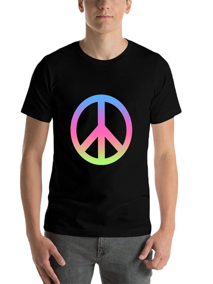 Peace Sign Gradient Tee - Black Cotton Blend