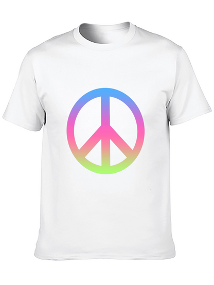 Peace Sign Gradient Tee - Black Cotton Blend