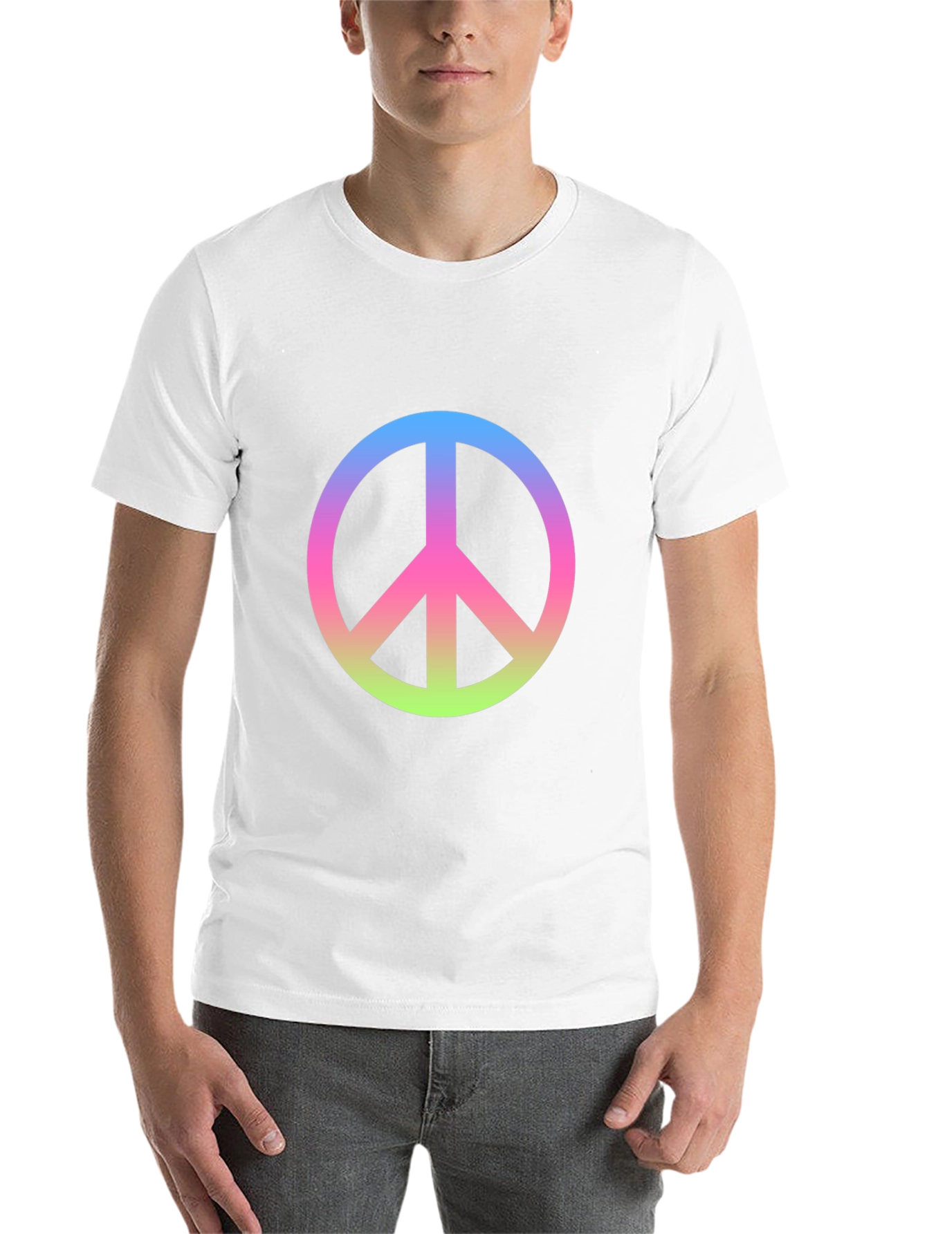 Peace Sign Gradient Tee - Black Cotton Blend