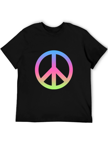 Peace Sign Gradient Tee - Black Cotton Blend
