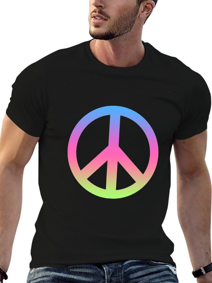 Peace Sign Gradient Tee - Black Cotton Blend