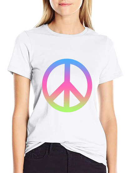 Peace Sign Gradient Tee - Black Cotton Blend