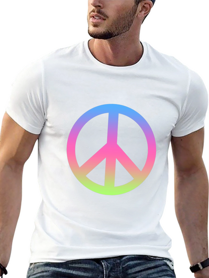 Peace Sign Gradient Tee - Black Cotton Blend