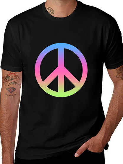 Peace Sign Gradient Tee - Black Cotton Blend
