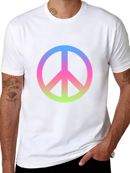 Peace Sign Gradient Tee - Black Cotton Blend