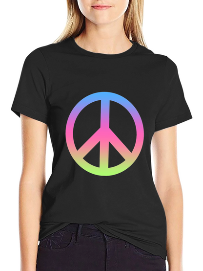 Peace Sign Gradient Tee - Black Cotton Blend