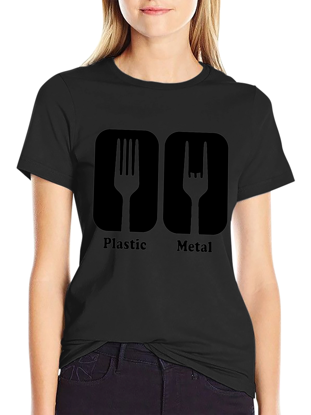 Plastic Metal Fork Graphic Tee - Black