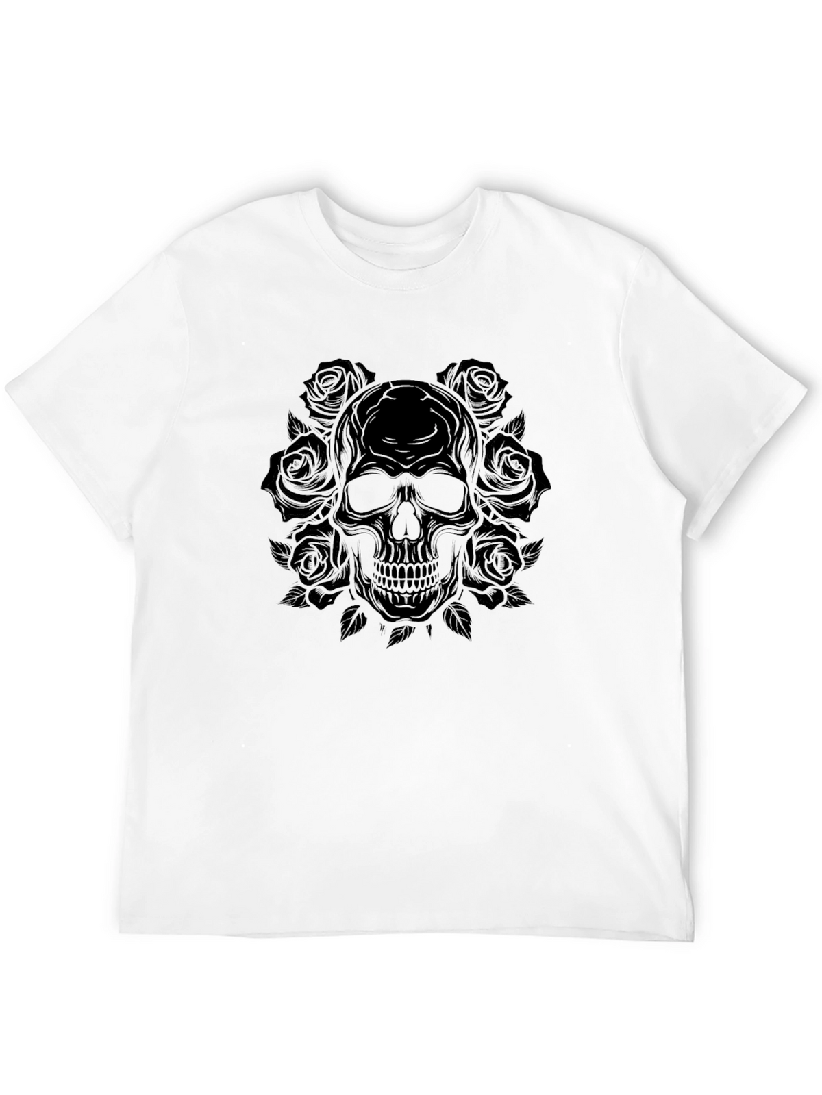 Skull & Roses Graphic Tee - Mens Black T-Shirt