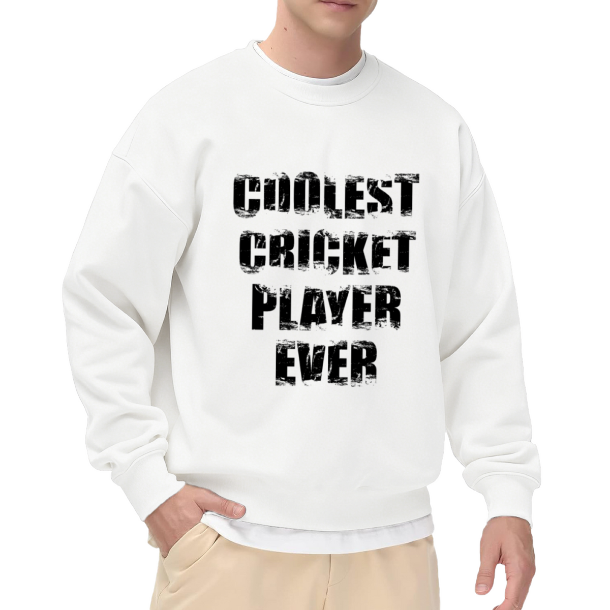 Coolest Cricket Player Ever Distressed Sports Crewneck Sweatshirt | Cricket Fan Grunge Pullover, Player Gift Top