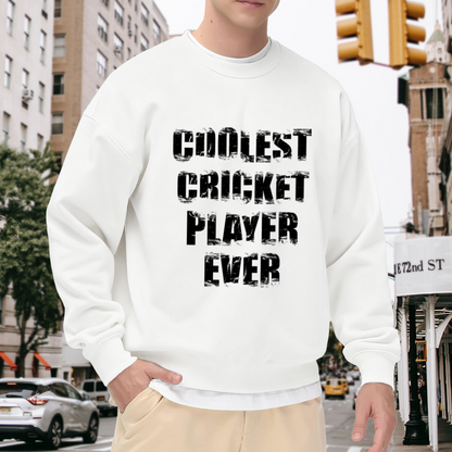 Coolest Cricket Player Ever Distressed Sports Crewneck Sweatshirt | Cricket Fan Grunge Pullover, Player Gift Top