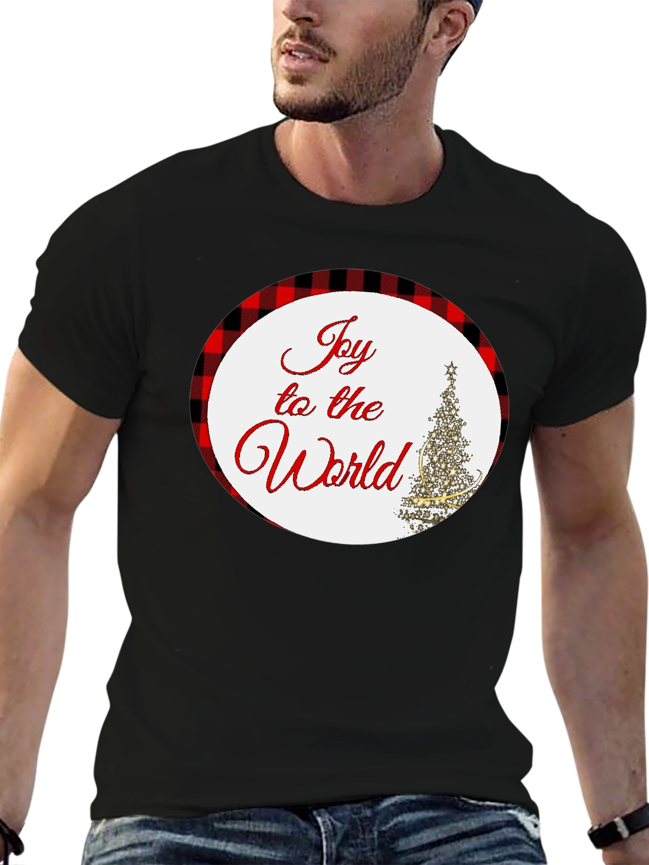 Joy To The World Plaid Holiday T-Shirt