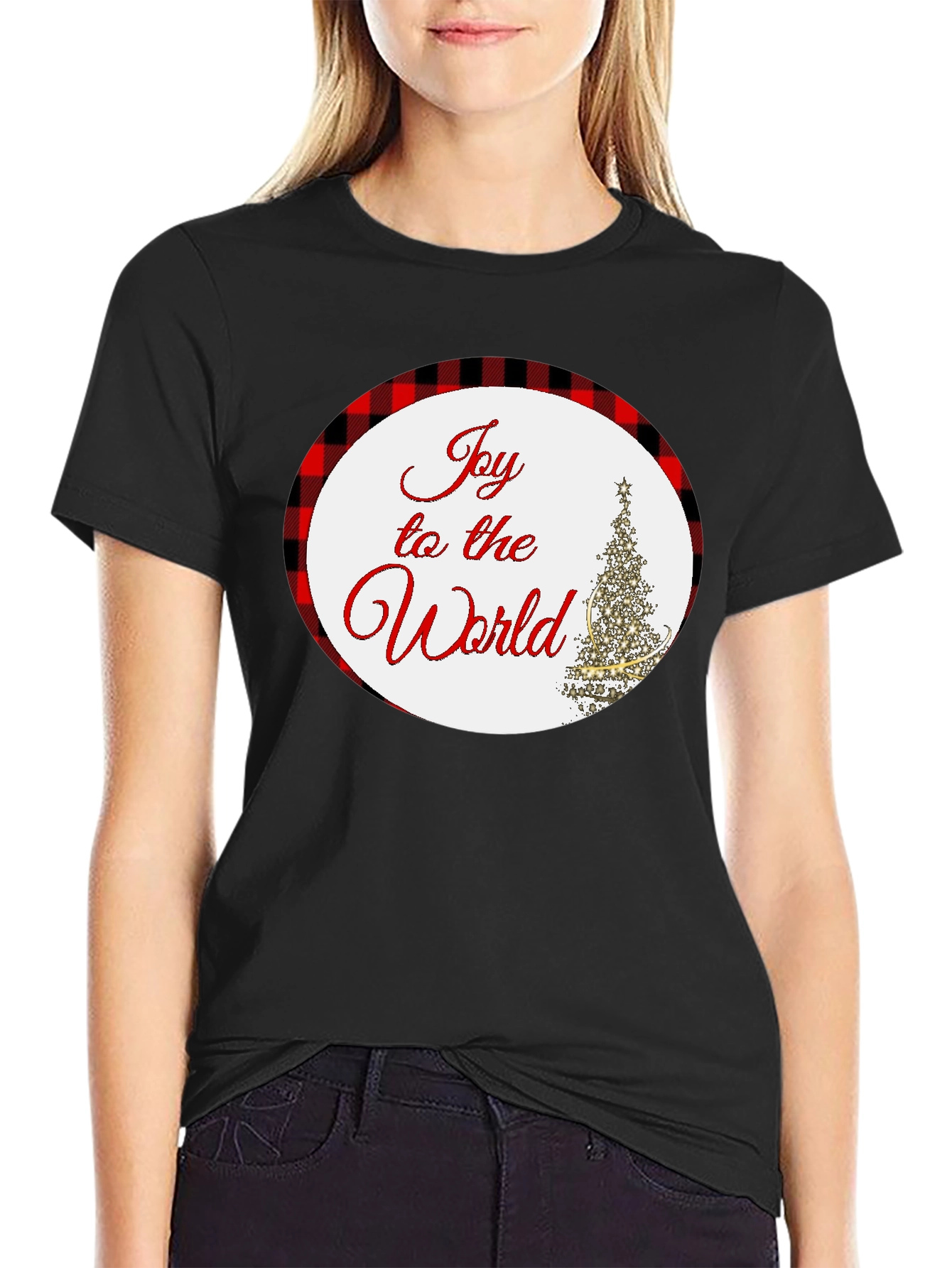 Joy To The World Plaid Holiday T-Shirt