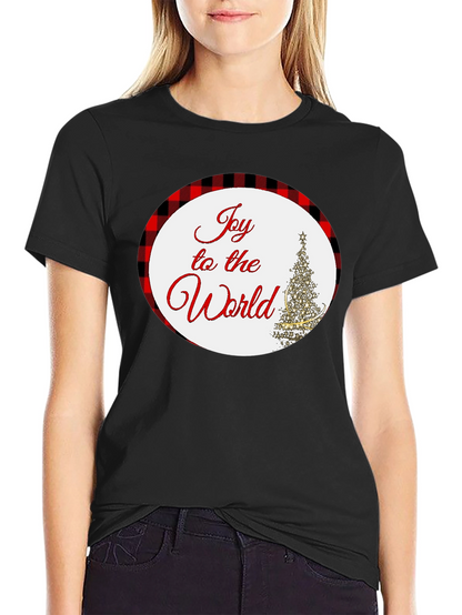 Joy To The World Plaid Holiday T-Shirt