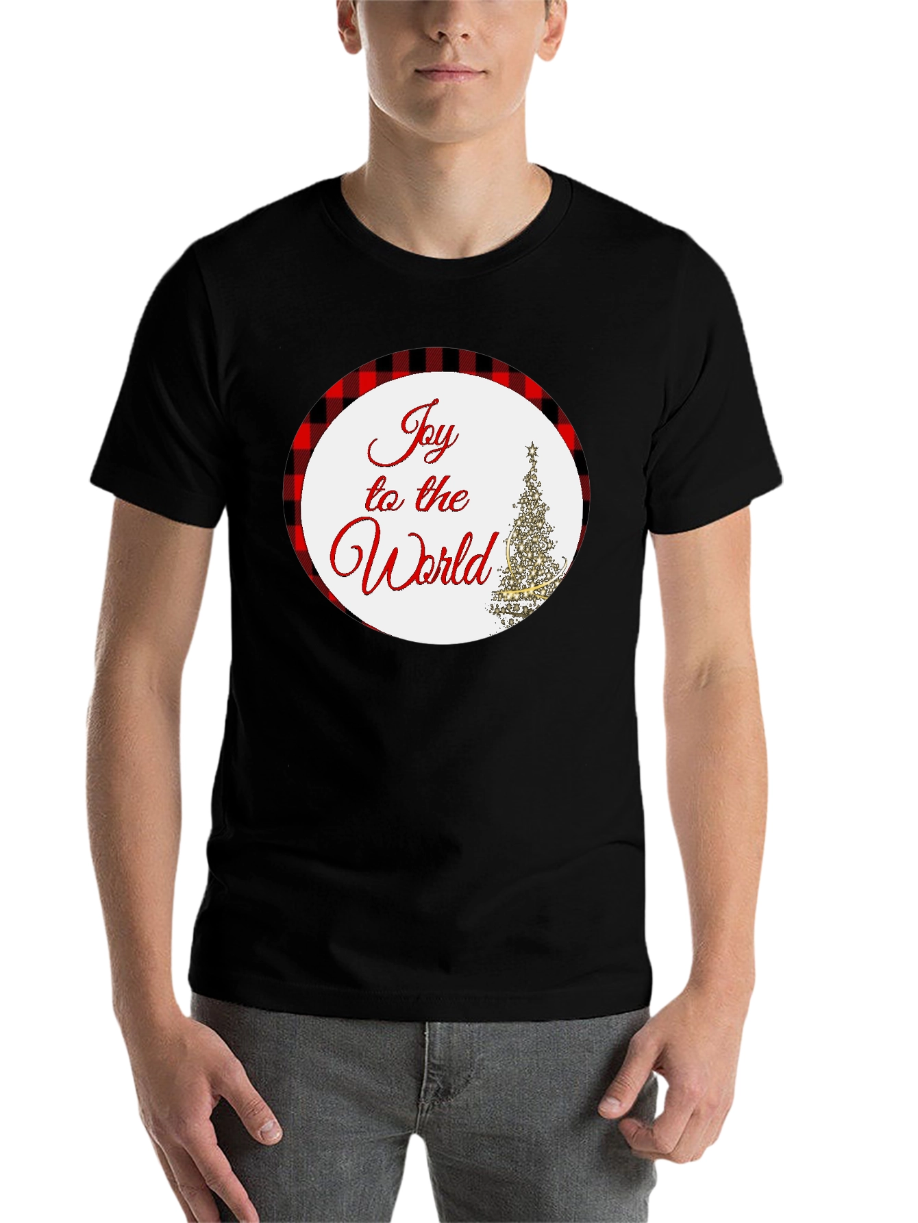 Joy To The World Plaid Holiday T-Shirt