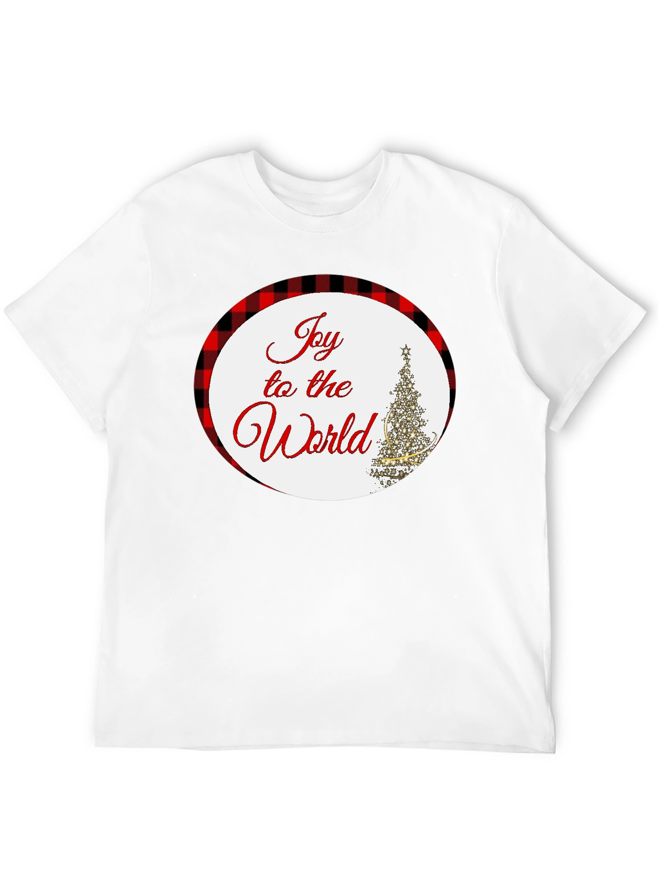 Joy To The World Plaid Holiday T-Shirt