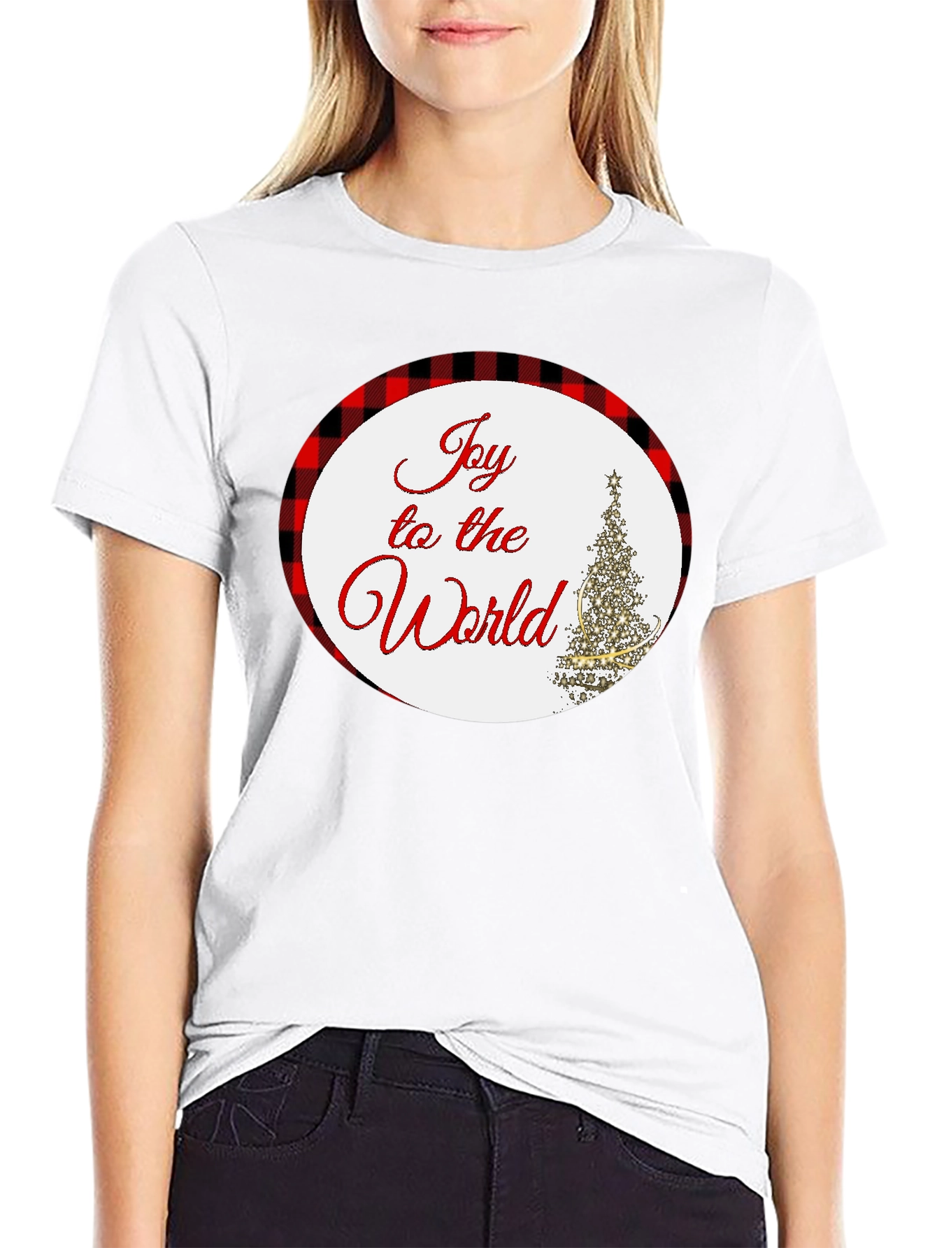 Joy To The World Plaid Holiday T-Shirt
