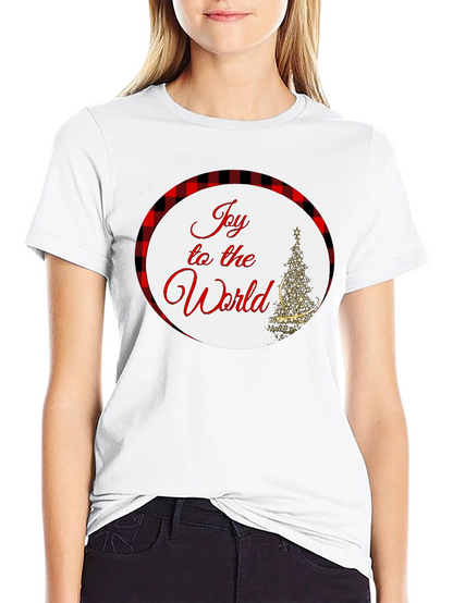 Joy To The World Plaid Holiday T-Shirt