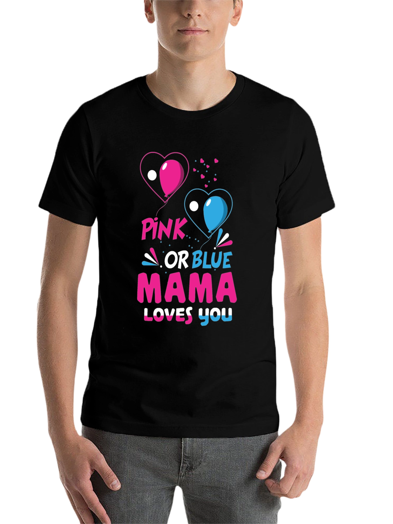 Pink or Blue Mama Loves You Gender Reveal T-Shirt