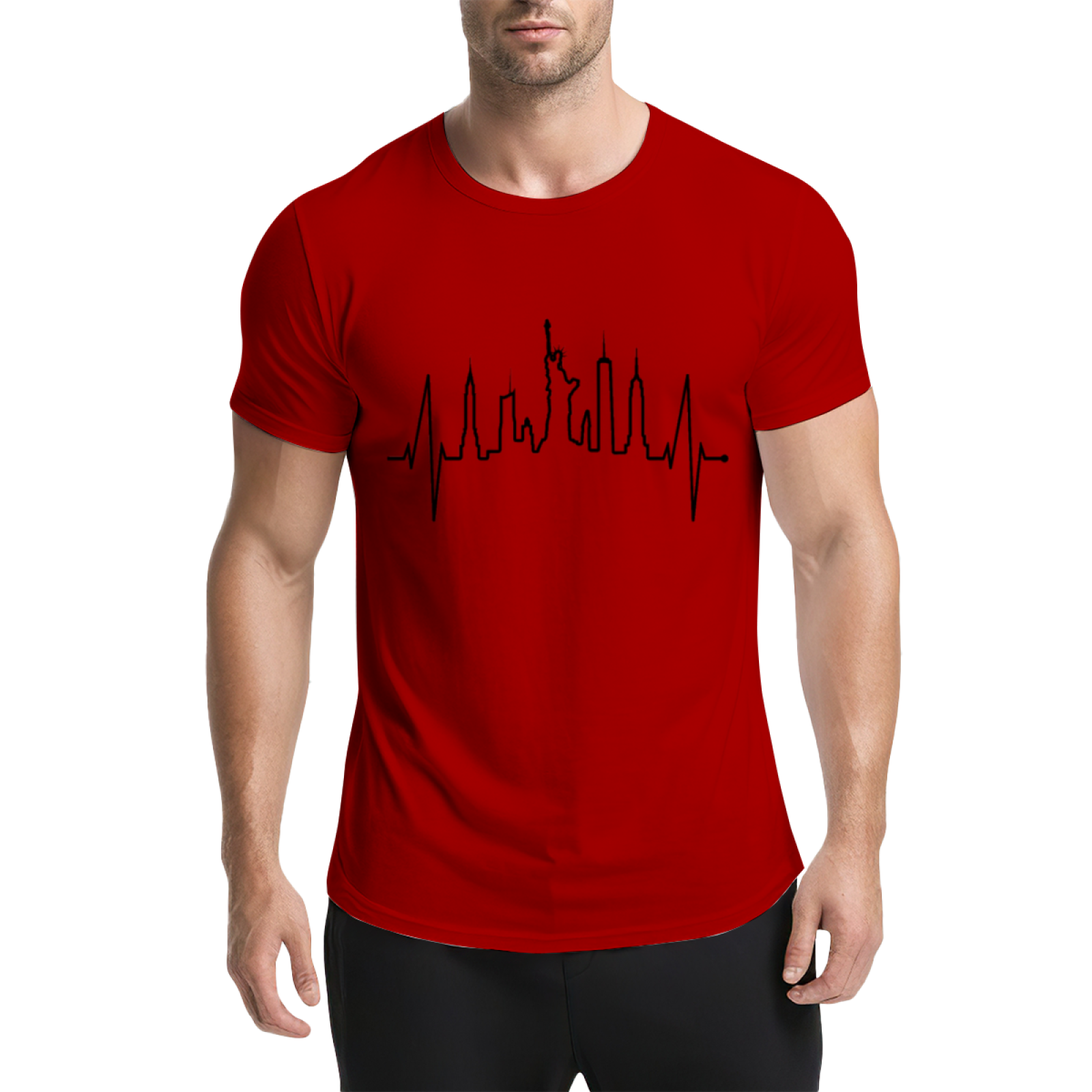 NYC Skyline EKG Heartbeat City Lover Graphic T-Shirt