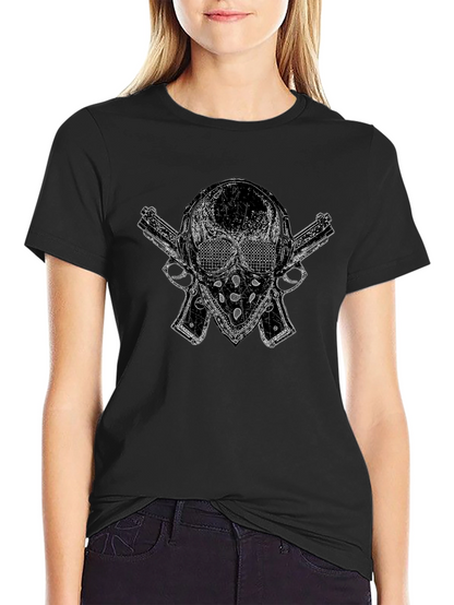 Skull & Guns Graphic Tee - Black Cotton
