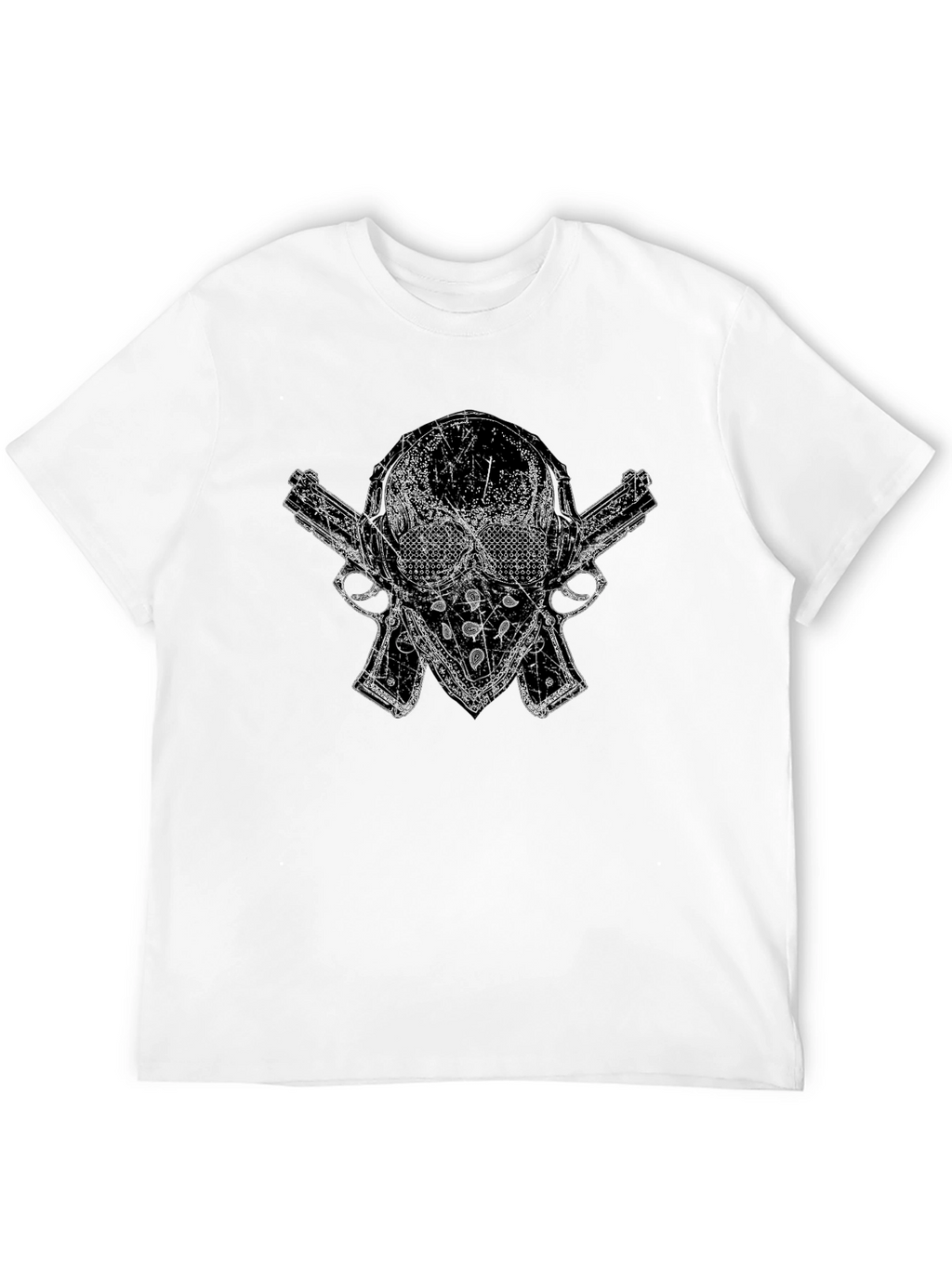 Skull & Guns Graphic Tee - Black Cotton