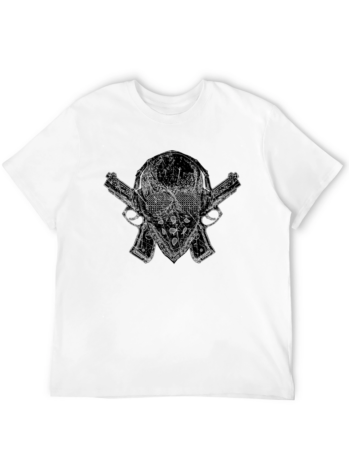 Skull & Guns Graphic Tee - Black Cotton