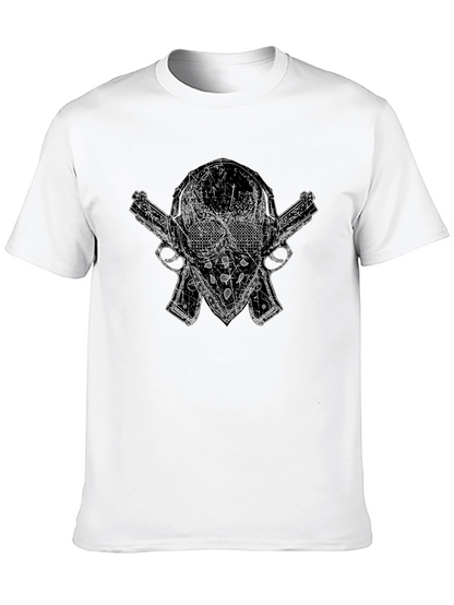 Skull & Guns Graphic Tee - Black Cotton