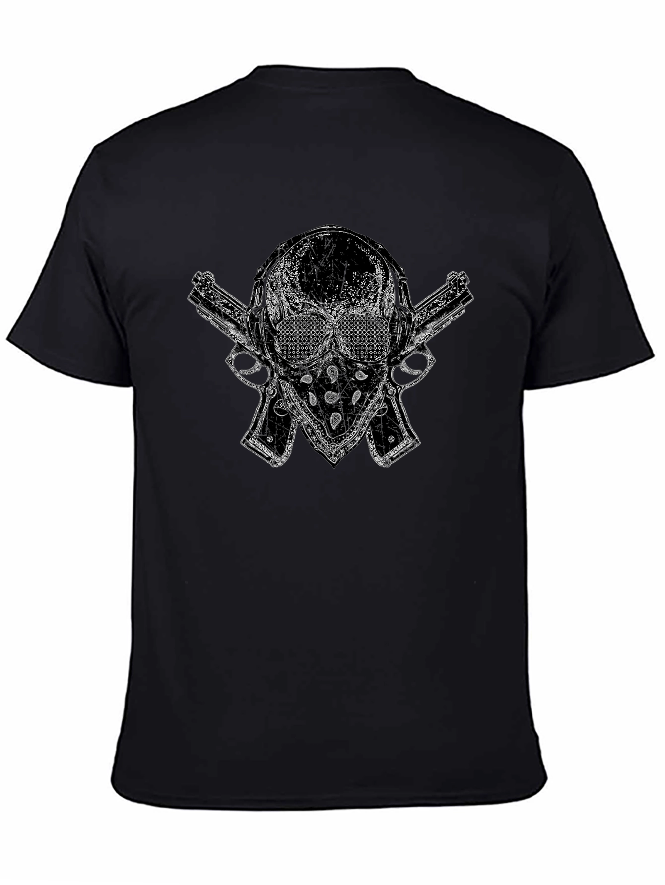 Skull & Guns Graphic Tee - Black Cotton