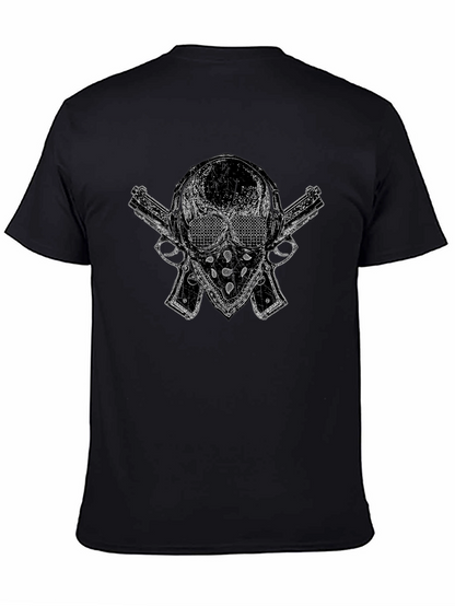 Skull & Guns Graphic Tee - Black Cotton