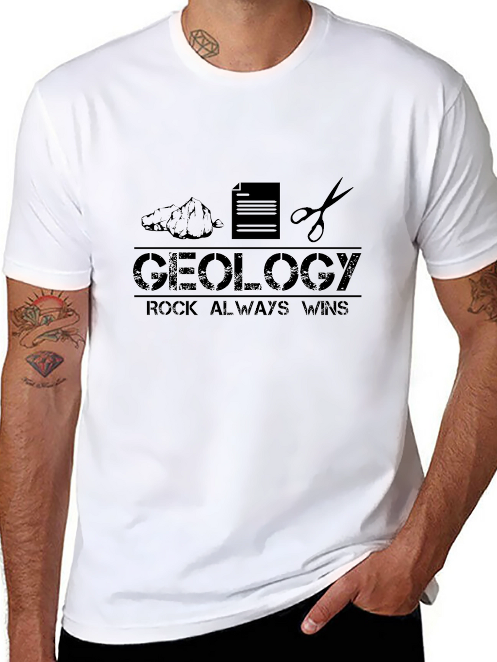 Geology Rock Always Wins Black T-Shirt