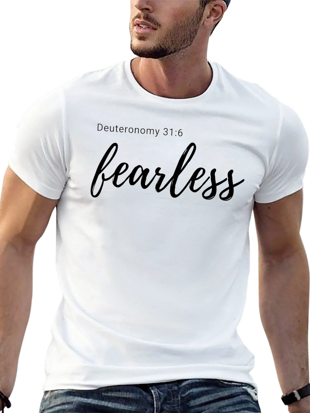 Fearless Black T-Shirt - Deuteronomy 31:6
