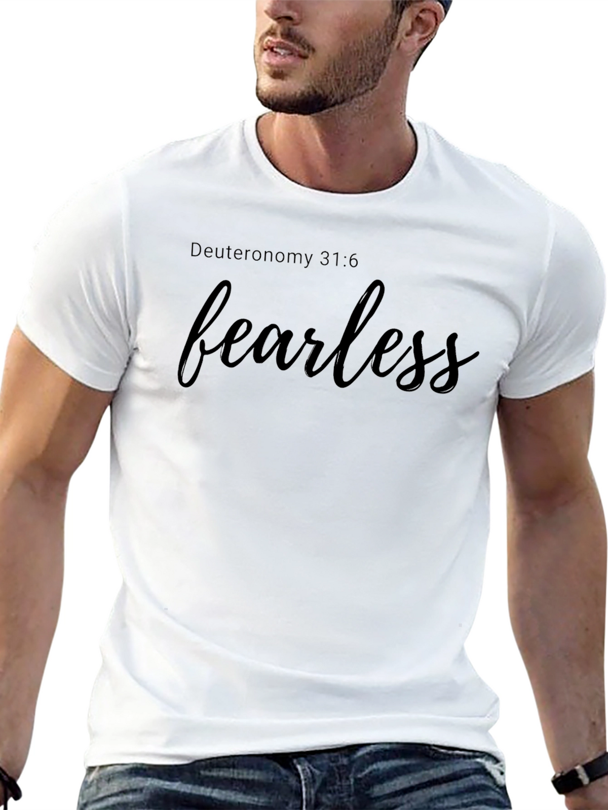 Fearless Black T-Shirt - Deuteronomy 31:6
