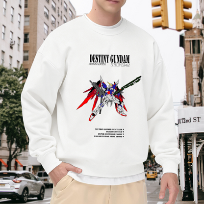 Destiny Gundam ZGMF-X24S Technical Blueprint Crewneck Sweatshirt, Shinn Asuka Mecha Anime Graphic Pullover, Robot Lover Gift Idea