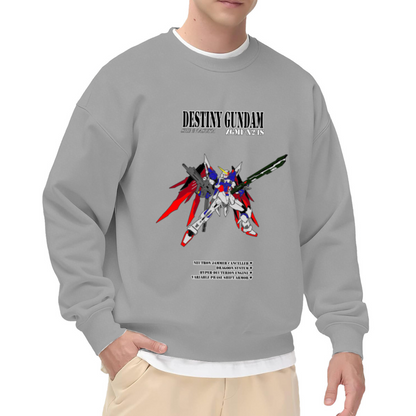 Destiny Gundam ZGMF-X24S Technical Blueprint Crewneck Sweatshirt, Shinn Asuka Mecha Anime Graphic Pullover, Robot Lover Gift Idea