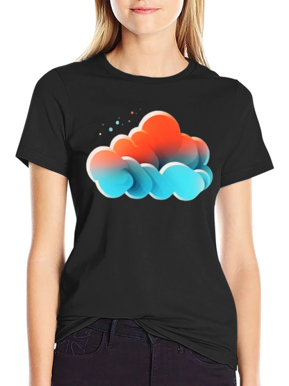 Abstract Cloud Graphic Print Black T-Shirt