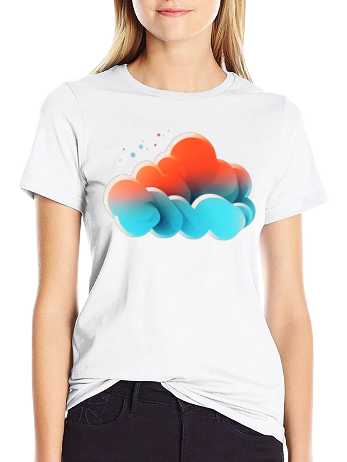 Abstract Cloud Graphic Print Black T-Shirt