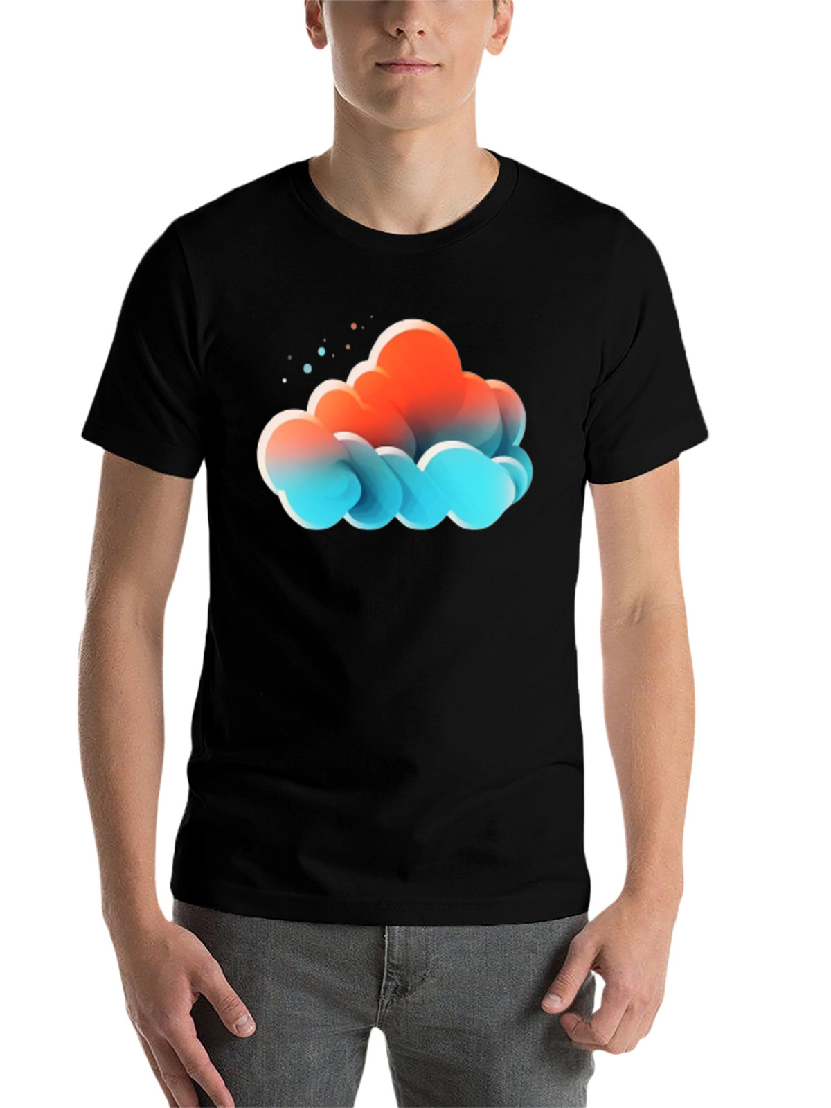 Abstract Cloud Graphic Print Black T-Shirt