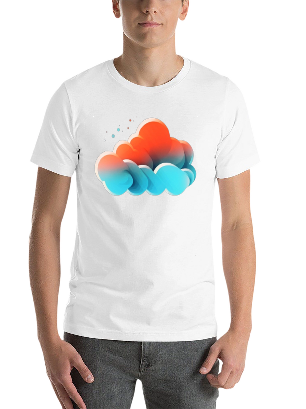 Abstract Cloud Graphic Print Black T-Shirt