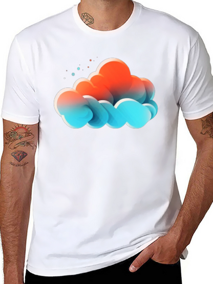 Abstract Cloud Graphic Print Black T-Shirt