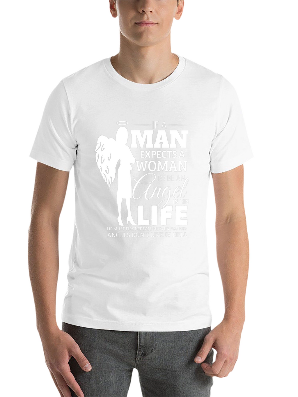Angel Woman Graphic T-Shirt - Mens Black Tee