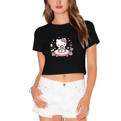 Gothic?Chic Kuromi Character Black Cropped Graphic Top