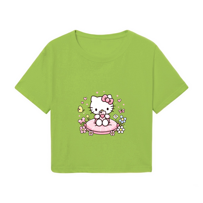 Gothic?Chic Kuromi Character Black Cropped Graphic Top